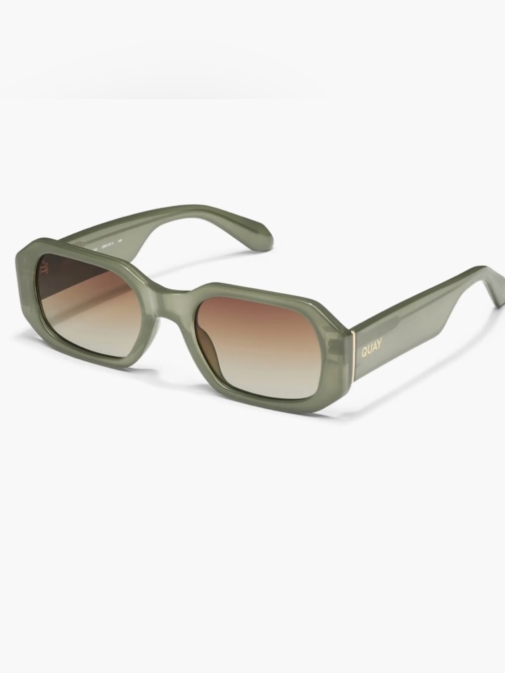 QUAY Hyped Up Hexagonal Polarized Sunglasses New Crystal Jade Green